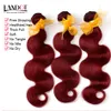 Burgundy Malaysian Body Wave Virgin Human Hair Weave Buntlar Malaysisk Kroppsvåg Hår 3st Lot Vin Röd 99J Human Hair Extensions Soft Full