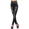 Wholesale-punk close-encaixe falso buraco garota imitação jeans leggings lápis calças para mulheres hb88