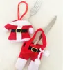 Julkök bestick kostymhållare fickor knivar folks väska snögubbe formad jul santa claus fest dekoration leveranser ct04