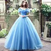 Princess Sweet 15 Quinceanera -klänningar med ärmar från axeln i lagerblå applikation billig bollklänning prom klänning domstol9793228