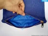 7x10 inch 10oz Indigo Blue Twill Denim Makeup Bag With Metallic Gold Zip Blank Blue Pure Cotton Denim Cosmetic Bag With Match Blue248k