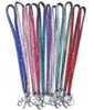 Nieuwe Bling Rainbow Rhinestone Lanyard Crystal Neck Riem Diamond lange lanyard met sleutelhanger en clipbadge ID -houder