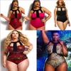 Nieuwste Plus size dames retro fringe top hoge taille bikini sexy bedrukte badmode eendelig badpak badpak zomer strandkleding jumpsuit