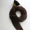 Förbundna plattspets hårförlängningar 100g 100Strands 18 20 22 24 tum # 4 / mörkbrun brasiliansk indisk keratin Mänskligt hår