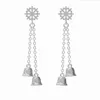 Christmas Snowflake Earrings Creative 54.6mm Long Fashion Simple Bell Alloy Women's Earrings Christmas Gift 30 pcs