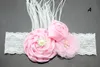 10 PC Nowa Pearl Diamante Rose Kwiat Z Piór Koronki Pałąk Dziewczynka Akcesoria Do Włosów Kwiaty Zespół Włosów Darmowa Wysyłka Photo Prop YM6125