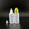 15ml 100pcs/lot高品質のLDPEプラスチックドロッパーボトル付きセーフキャップを備えたチップ安全な蒸気絞りめずいボトルショートニップル