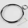 Ladies Slave Rolled Steel Collar with O-Ring Locking Adult bondage Restraint Collar Device add leash Rope Bondage Equipment