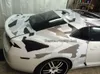 Autocollant de camouflage blanc/noir de style de voiture, impression de bombe, décoration de carrosserie de voiture, film en rouleau en vinyle 1.52x30 m/rouleau