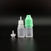 Lotto 100 pezzi Bottiglie contagocce in plastica da 3 ml con tappi sicuri a prova di bambino Suggerimenti comprimibili con capezzoli lunghi