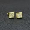 2017 fashion Mens women HIP HOP square Stud Earrings gold filled Cubic Zircon CZ Earrings wedding party jewelry TOP quality