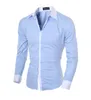 Hommes Chemise Noir Blanc 2017 Homme Chemises À Manches Longues Casual Solide Multi-Bouton Hit Couleur Slim Fit Robe Chemises M-2XL