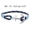 Tom Hope bracelet 4 size Handmade Ice Blue thread rope chains stainless steel anchor bangle with box and TH41908315