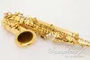 Suzuki A901 Professionelle Elektrophorese Gold Altsaxophon Eb Sax Doppelsehnen Top Musikinstrumente für Anfänger Test