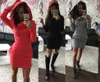Günlük Elbiseler Kış Sonbahar Kadın Elbise Vintage Zarif Spor Seksi Uzun Kollu Cepler Siyah Gary Kırmızı Bayan Giyim 1