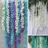 2017 Flower Wisteria wisteria الاصطناعية 10 كولورز DIY محاكاة الزفاف القوس الباب المنزل الجدار معلقة إكليل لحفل الزفاف ديكور حديقة الزفاف