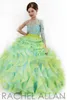 One shoulder long sleeve crystal Girl's pageant dresses 2016 kids stunning twist ruffles princess ball gown skirt flower girls dress RA1572