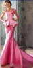 2019 robe de bal rose robes de soirée sirène pour femmes mancherons sur l'épaule balayage train robe de bal en dentelle robes d'occasion spéciale