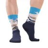 Entier- SANZETTI 5 paires / lot Peigné Coton Coloré Gogh Rétro Peinture À L'huile Hommes Chaussettes cool tenue décontractée Drôle robe de soirée équipage S269a