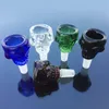 Design Skull 14mm Glasskålstycke Manlig skål för bägare Bongs Rökning Tillbehör 5 Färg Kan väljas