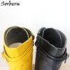 Sorbern Gelbe spitze Zehen-Stiefeletten für Damen, 12 cm hohe Absätze, individuelle Damenschuhe, Größe 43, Verkauf, Damenschuhe, kurze Stiefel, groß