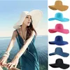 16 colores sólidos verano mujeres ancho sombrero de paja floppy derby grande playa solhat