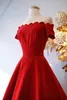 Retro 1950039S Style Prom Kleider Vintage 50039s Red Satin OffTheSoulder Party Kleid Kurzärmele Teen Homecomin5816848