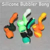 Unique Design Silicone Oil Rig Water pipe Smoking Bubble Pipe bong Reusable Cigarette Hand Pipes With Glass Bowl Silicone Bubble Bong