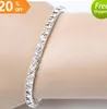 New Free Ship Silver Plated Spring 1-Row Line Clear Rhinestone Crystal Tennis Bracelets