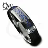 Herren Keltische Ringe 6mm/8mm Wolfram Carbide Ehering BLAU BAINTER SILBER Celtic Dragon Inlay mit blauem Hintergrund Mode Schmuck