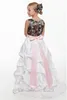 2015 nova moda Camo Flower Girl vestidos de baile vestido Pick-Ups babados meninas vestidos de cetim Custom Made barato flor meninas vestidos frete grátis