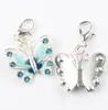 7colors Enamel Butterfly Rhinestone Charms 56pcs lot 22x35 mm Heart Floating Lobster Clasps Charm for Glass Living Memory Locket C199V