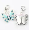 7colors Enamel Butterfly Rhinestone Charms 56pcs lot 22x35 mm Heart Floating Lobster Clasps Charm for Glass Living Memory Locket C248u