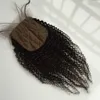 100% cambogiano capelli vergini seta base pizzo chiusura 4 "x4" 10-20 pollici afro crespi ricci non trattati chiusura capelli umani nodi candeggiati