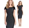 2016 Plus Size Office Lady Work Wear Bandage Bodycon Stripe Patroon Patchwork Party Dress tot 2XL