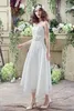 2016 Lace Short Wedding Dresses Strapless A Line Sexy Back with Handmade Flower Ankle Length Summer Beach Cheap Bridal Gowns CPS240