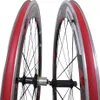 Röd FFWD F6R 60mm kolfiberväg Bike Alloy Brake Suface Wheelset F5R Col Aluminium Road Bicycle Wheels Clincher