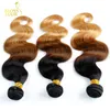 Ombre Mongolian Hair Weave Bundles Grade 6a Ombre Mongolian Body Wave Virgin Human Hair Extensions 3pcs Tre Tone 1b / 4/27 # Tangle Gratis