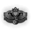 Top Selling Groothandel Hart Ring Mode-sieraden 10kt WhiteBlack Gold Filled Dropshopping Sapphire Claddagh Vrouwen Bruiloft Bridal Ring Set