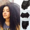 African American Clip In Human Hair Extension Brazylijski Dziewiczy Hair Klips w rozszerzeniu Afro Kinky Kręcone Klips w przedłużeniu