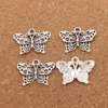 Witte Pauw Anartia Jatrophoe Butterfly Charm Beads 100 stks / partij 24.8x19.1mm antiek zilver Hangers Sieraden DIY L1128