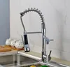Wholesale And Retail Modern Chrome Brass Kitchen Faucet Dual Sprayer Spring Vessel Sink Mixer Tap