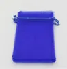 100pcs Royal Blue مع أكياس الهدايا الأورجانزا الرباطية 7x9cm 9x11cm إلخ.