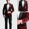 Borgonha Personalizado Slim Fit Mens Terno de Negócios Jaqueta + Calça + Arco Ternos dos homens Bonitos Primavera 2019 Venda Quente Ternos De Casamento Do Noivo Ebelz Personalizado