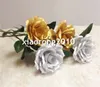 Rosas de seda 38cm1496 polegadas artificial única rosa ouro prata cores para casamento festa de natal casa decorativa flower3266161