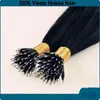 DHL Livraison gratuite 100% Indien humain cheveux produits 5A 16 "- 26" 1g / s 100s / set bout de bâton nano anneau extensions de cheveux 4 # brun moyen
