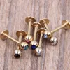 Barre à lèvres dorée, mélange de 7 couleurs, bijoux de corps en acier, piercing, anneau à lèvres, labret9385050, 100 pièces