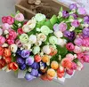 Vårfärg 15 Mini Rose Artificial Flowers 7 Färger Selection Rosebuds Star Party Decoration Wreaths Silk Bud Factory Direct Er02