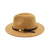 Nieuwe mode vilt jazz hoeden klassieke top hoeden voor mannen vrouwen elegante solide vilt fedora hoed band brede vlakke rand stijlvolle trilby Panama caps