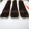 Top quality 100g 40pcs/50pcs Tape in human Hair Extensions Glue Skin Weft 18 20 22 24inch #2/Darkest Brown Brazilian Indian hair